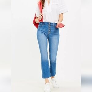 LOFT High Rise Button Fly Straight Kick Crop Jeans 12